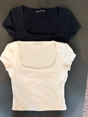 Abercrombie & Fitch Square Neck Cropped Tee, 2-pack, size XS